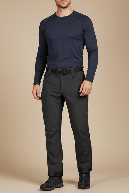 Pantalon Randonnée Noir Tactique Cargo Imperméable Homme - Polyester