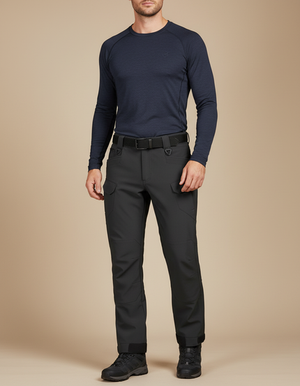 Pantalon Randonnée Noir Tactique Cargo Imperméable Homme - Polyester