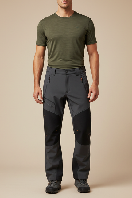 Pantalon Randonnée Homme Gris Renforcé Softshell Extensible Hiver - Polyester