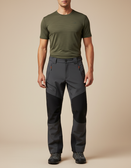 Pantalon Randonnée Homme Gris Renforcé Softshell Extensible Hiver - Polyester