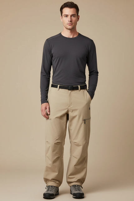 Pantalon Randonnée Beige Ample Confortable Léger Homme - Polyester