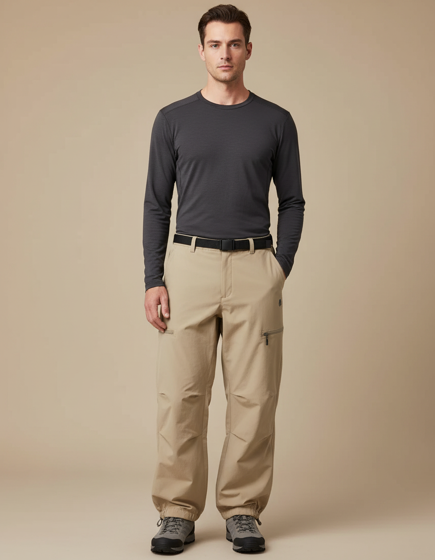 Pantalon Randonnée Beige Ample Confortable Léger Homme - Polyester