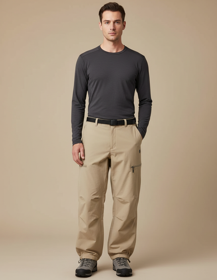 Pantalon Randonnée Beige Ample Confortable Léger Homme - Polyester