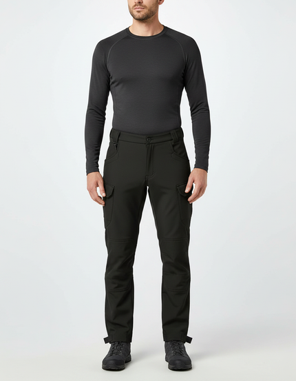 Pantalon Randonnée Noir Cargo Chaud Épais Homme - Polyester