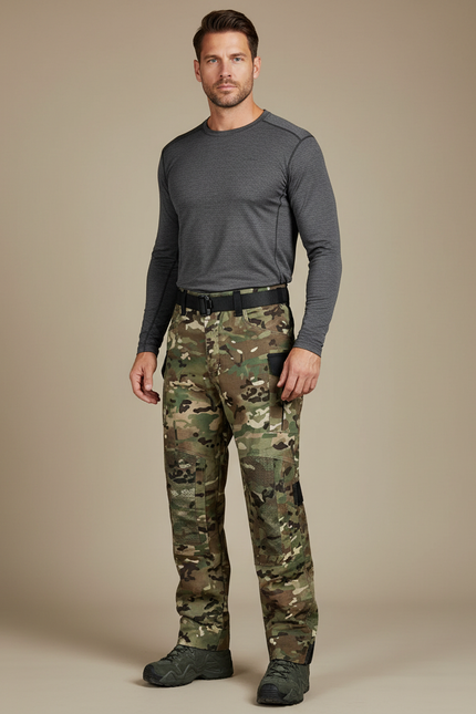 Pantalon Randonnée Camouflage Cargo Multipoches Tactique Homme - Multicolore Toile