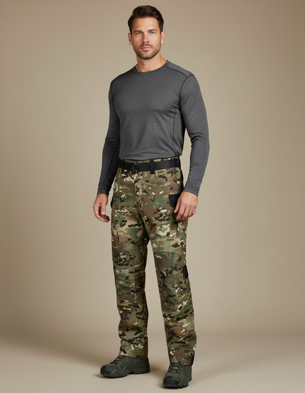 Pantalon Randonnée Camouflage Cargo Multipoches Tactique Homme - Multicolore Toile