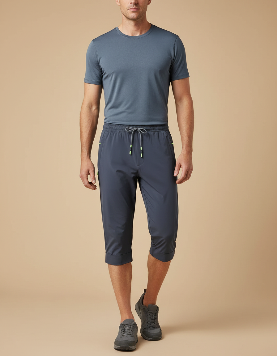 Pantalon Randonnée Capri Gris Séchage Rapide Léger Sport - Polyester