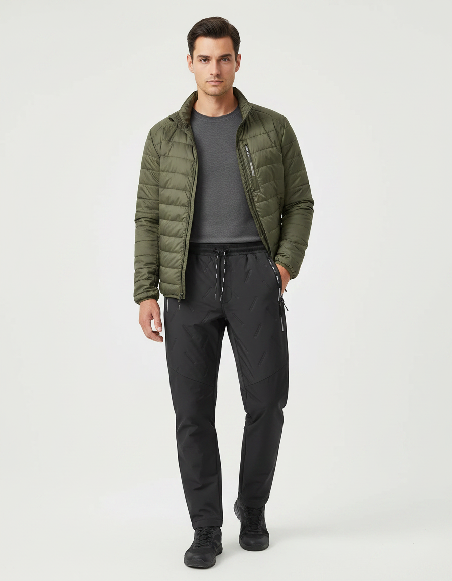 Pantalon Randonnée Noir Homme Imprimé Décontracté - Polyester