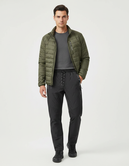 Pantalon Randonnée Noir Homme Imprimé Décontracté - Polyester