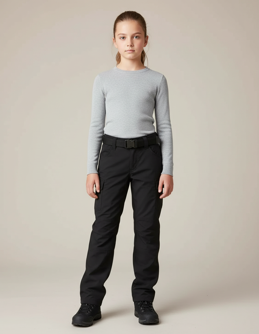 Pantalon Randonnée Noir Cargo Multipoches Robuste - Polyester