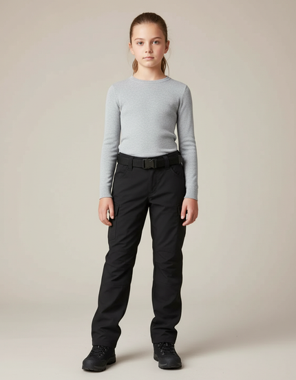 Pantalon Randonnée Noir Cargo Multipoches Robuste - Polyester