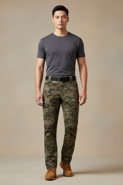 Pantalon Randonnée Camouflage Homme Cargo Militaire Robuste - Multicolore Toile