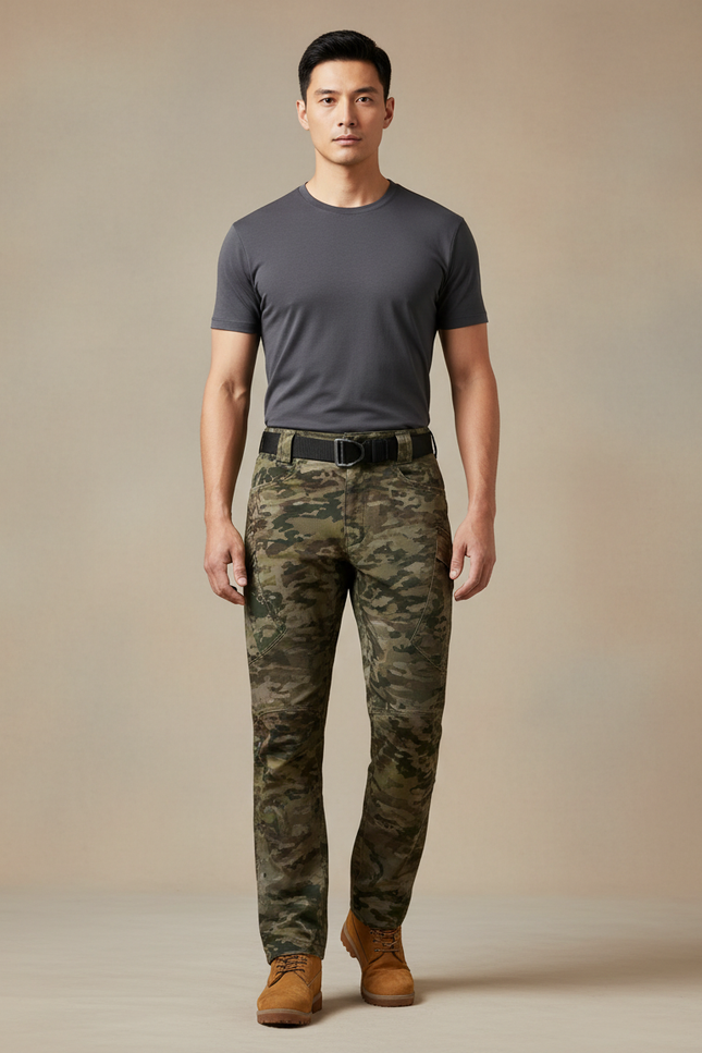 Pantalon Randonnée Camouflage Homme Cargo Militaire Robuste - Multicolore Toile