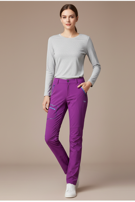 Pantalon Randonnée Violet Extensible Respirant Femme - Polyester