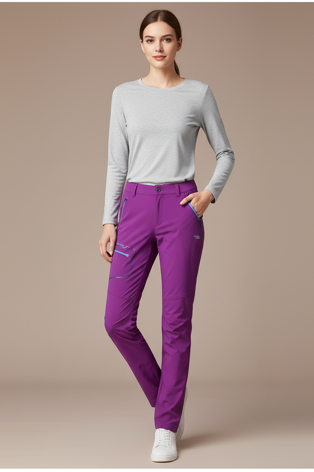 Pantalon Randonnée Violet Extensible Respirant Femme - Polyester