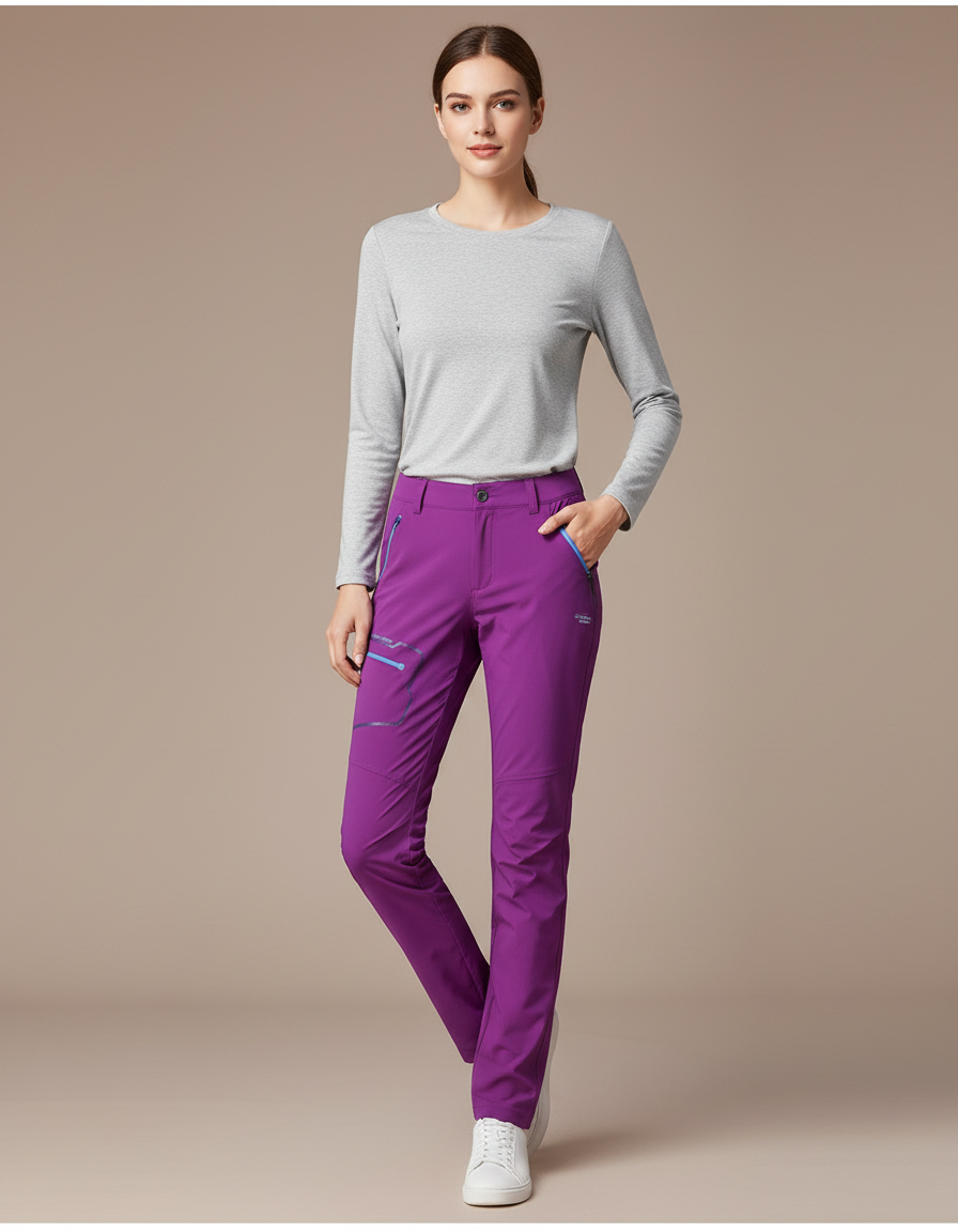 Pantalon Randonnée Violet Extensible Respirant Femme - Polyester