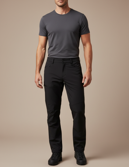 Pantalon Randonnée Noir Homme Cargo Élastique Multi-poches - Polyester