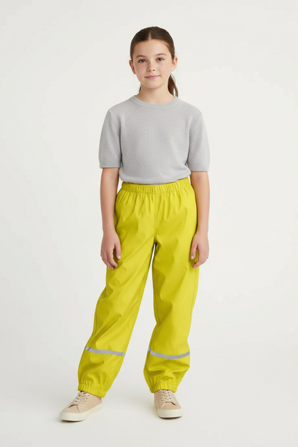Pantalon Randonnée Jaune Imperméable Réfléchissant Respirant Enfant - Polyester