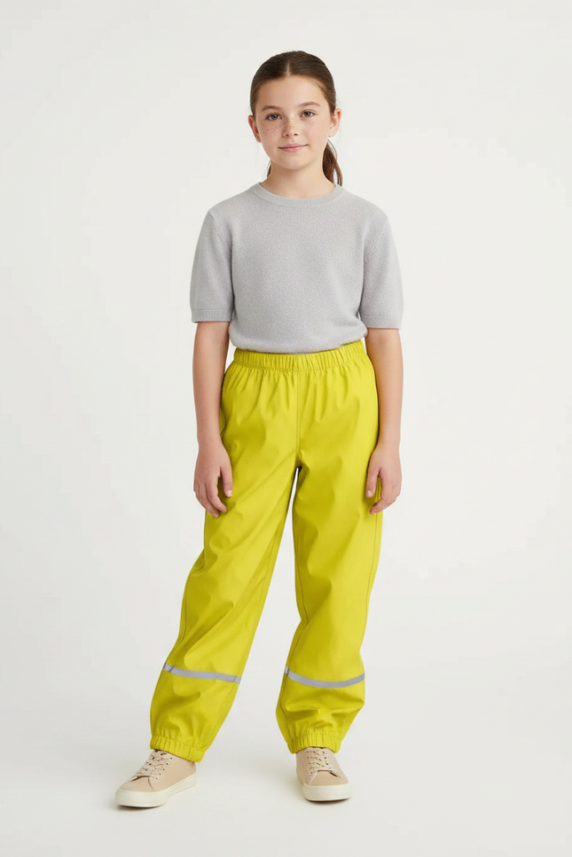 Pantalon Randonnée Jaune Imperméable Réfléchissant Respirant Enfant - Polyester