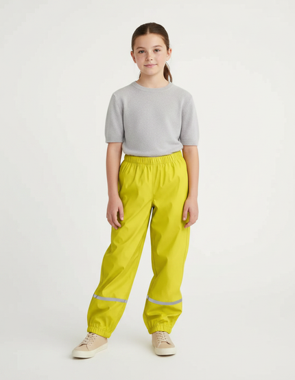 Pantalon Randonnée Jaune Imperméable Réfléchissant Respirant Enfant - Polyester