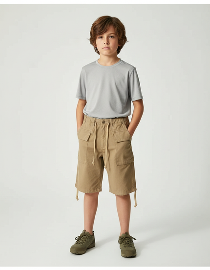 Pantalon Randonnée Kaki Cargo Multi-Poches Enfant - Toile