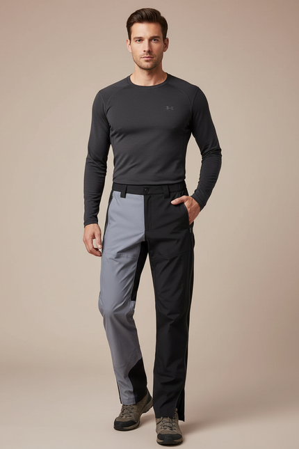 Pantalon Randonnée Bicolore Gris Noir Imperméable Décontracté - Multicolore Polyester