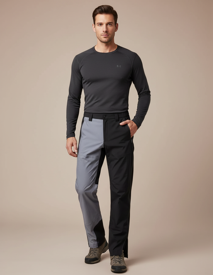 Pantalon Randonnée Bicolore Gris Noir Imperméable Décontracté - Multicolore Polyester