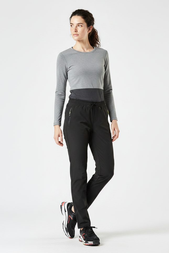 Pantalon Randonnée Noir Droit Respirant Femme Léger - Polyester