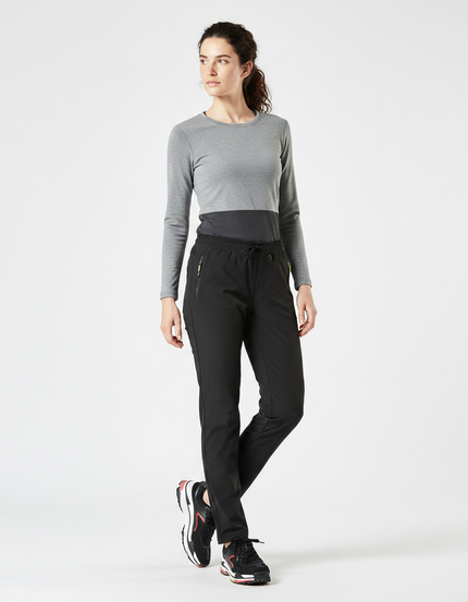 Pantalon Randonnée Noir Droit Respirant Femme Léger - Polyester