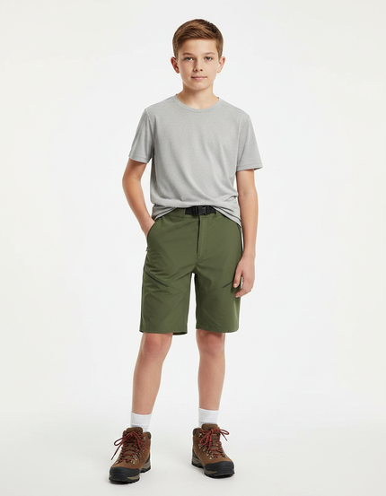Pantalon Randonnée Vert Militaire Court Léger Enfant - Kaki Polyester