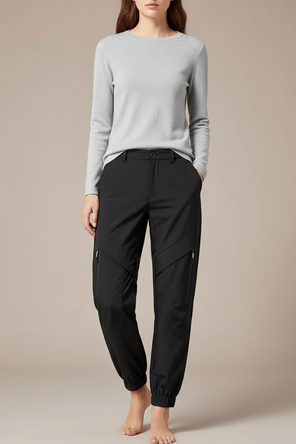 Pantalon Randonnée Déperlant Femme - Noir Polyester