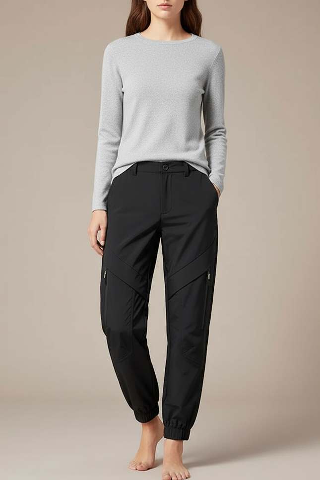 Pantalon Randonnée Déperlant Femme - Noir Polyester