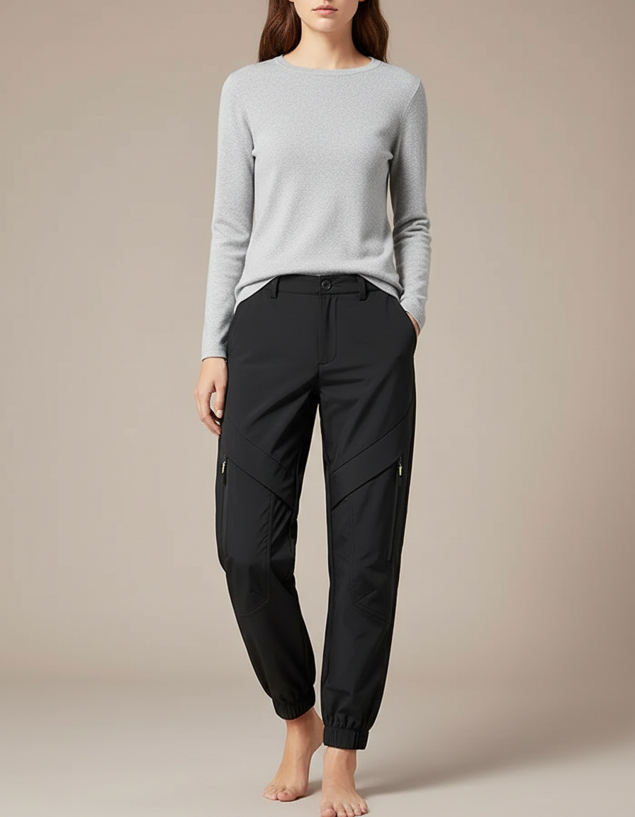 Pantalon Randonnée Déperlant Femme - Noir Polyester