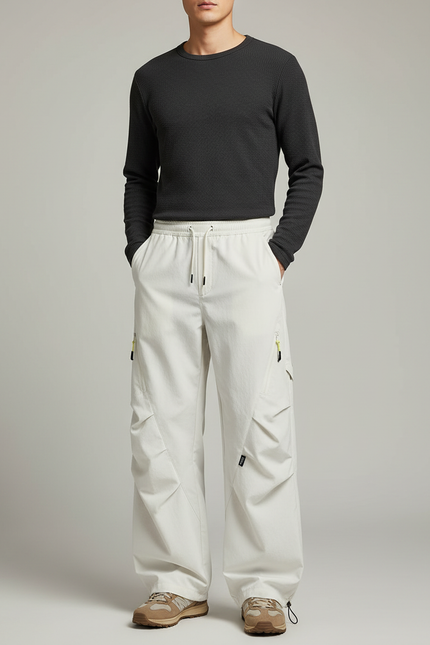 Pantalon Randonnée Beige Cargo Ample Décontracté Homme - Toile