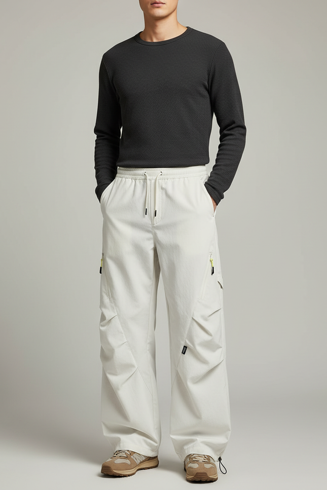 Pantalon Randonnée Beige Cargo Ample Décontracté Homme - Toile