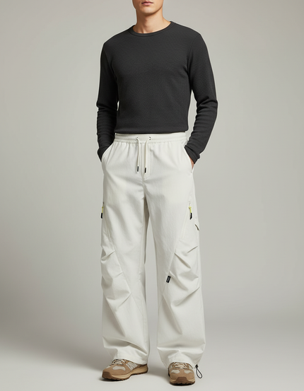 Pantalon Randonnée Beige Cargo Ample Décontracté Homme - Toile
