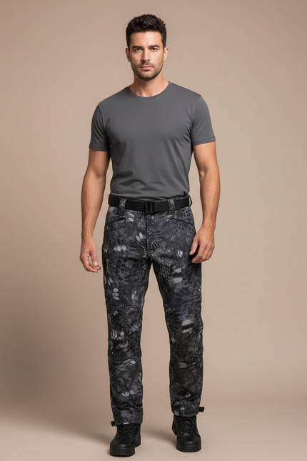 Pantalon Randonnée Camouflage Gris Tactique Cargo Homme - Polyester