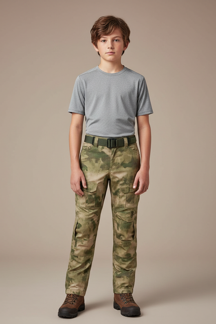 Pantalon Randonnée Camouflage Cargo Enfant Multipoches - Multicolore Polyester