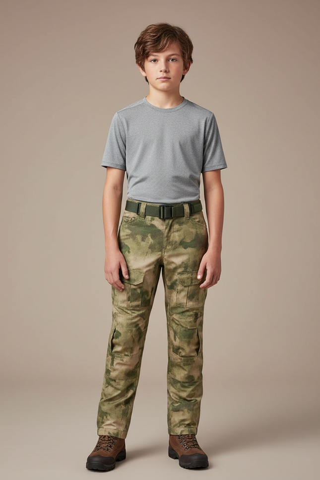 Pantalon Randonnée Camouflage Cargo Enfant Multipoches - Multicolore Polyester