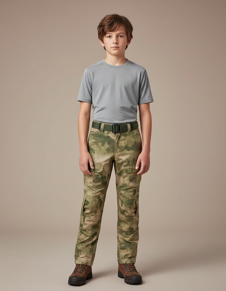 Pantalon Randonnée Camouflage Cargo Enfant Multipoches - Multicolore Polyester