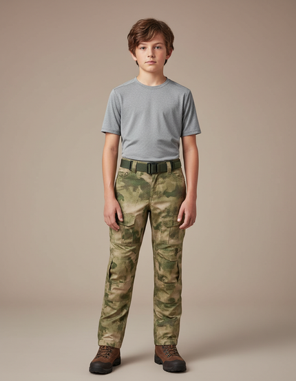 Pantalon Randonnée Camouflage Cargo Enfant Multipoches - Multicolore Polyester