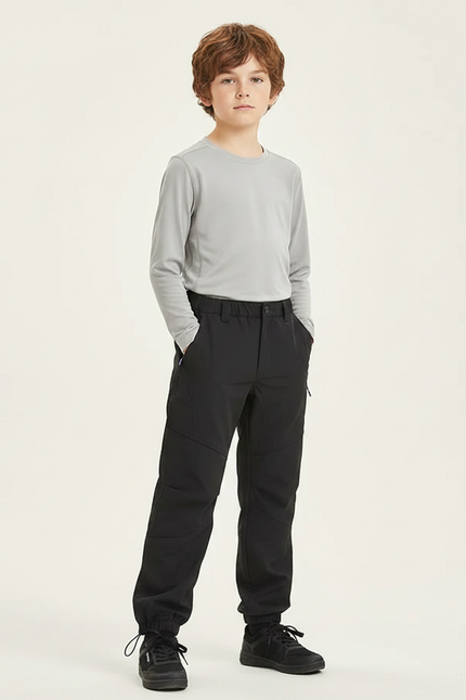 Pantalon Randonnée Noir Enfant Imperméable Fonctionnel Confortable - Polyester