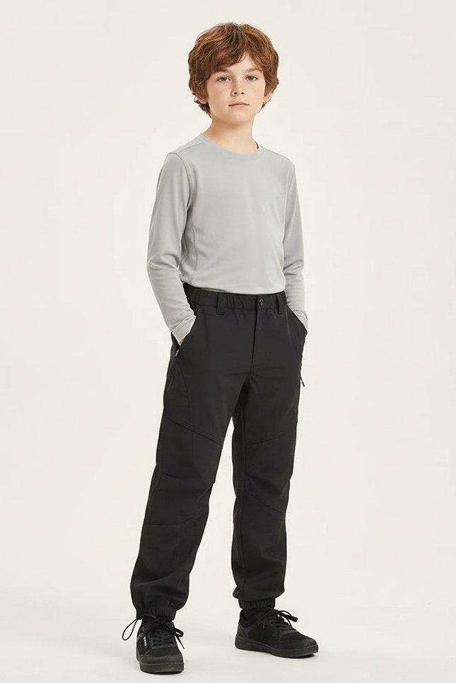 Pantalon Randonnée Noir Enfant Imperméable Fonctionnel Confortable - Polyester