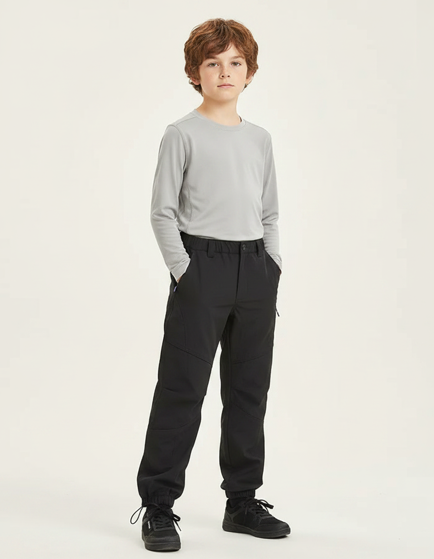 Pantalon Randonnée Noir Enfant Imperméable Fonctionnel Confortable - Polyester
