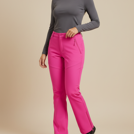 Pantalon Randonnée Fuchsia Doublé Polaire Coupe-vent Extensible Femme - Rose Polyester