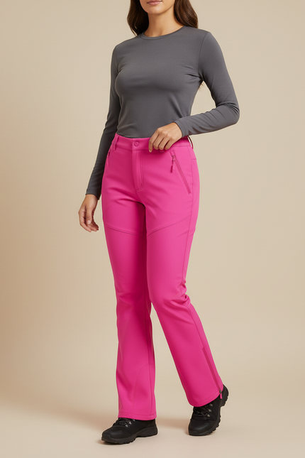 Pantalon Randonnée Fuchsia Doublé Polaire Coupe-vent Extensible Femme - Rose Polyester