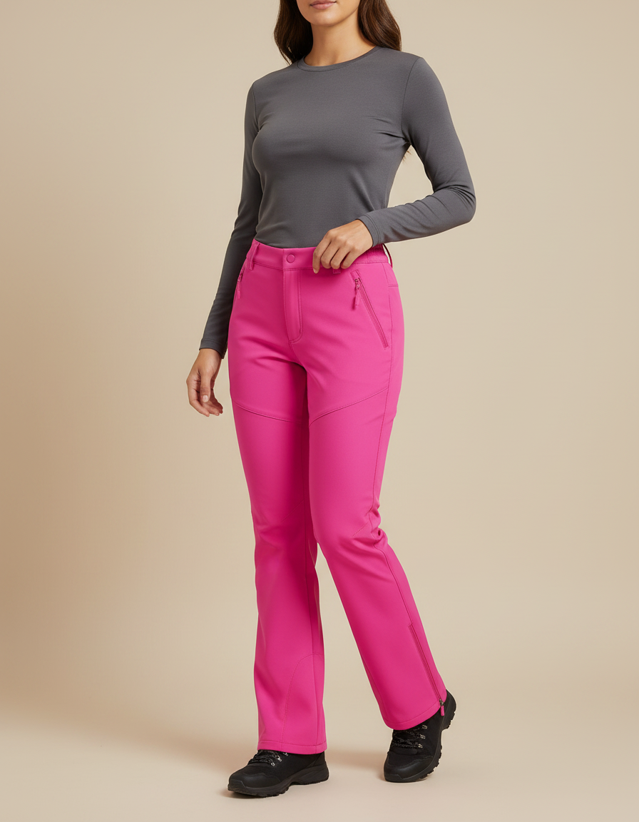 Pantalon Randonnée Fuchsia Doublé Polaire Coupe-vent Extensible Femme - Rose Polyester