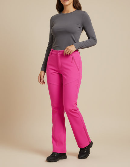 Pantalon Randonnée Fuchsia Doublé Polaire Coupe-vent Extensible Femme - Rose Polyester