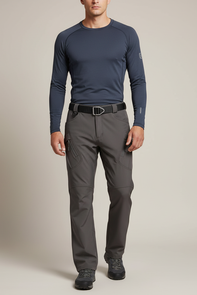 Pantalon Randonnée Gris Homme Softshell Imperméable Tactique - Polyester