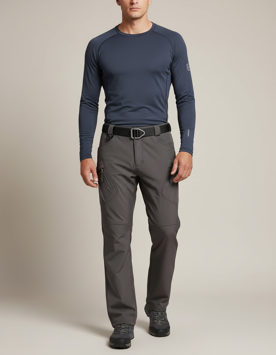 Pantalon Randonnée Gris Homme Softshell Imperméable Tactique - Polyester